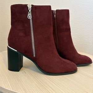 Guess Women's Burgundy Suede Ankle Boots